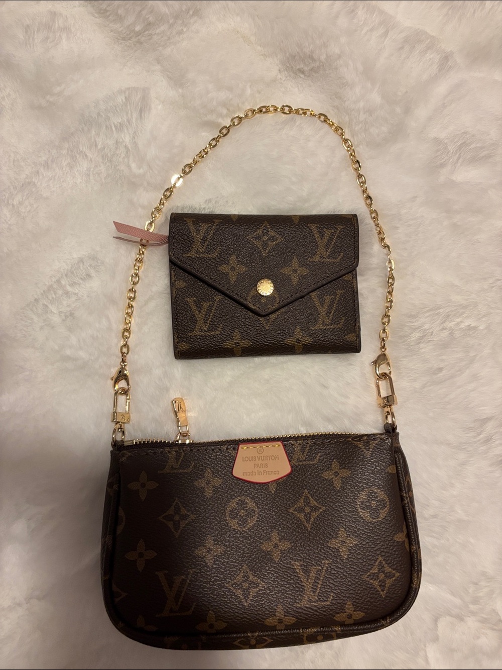 Monogram Canvas Mini Pochette and Card Holder Set in Brown